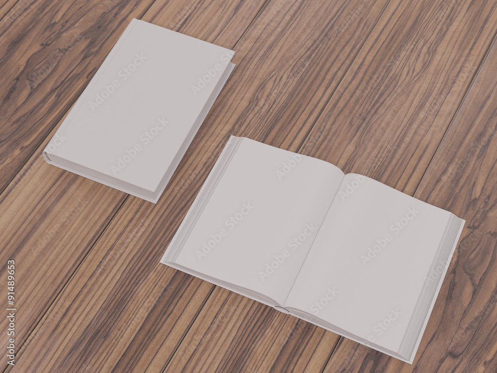 Mockup of the book with a white cover on a wood background Mockup of the book with a white cover on a wood background