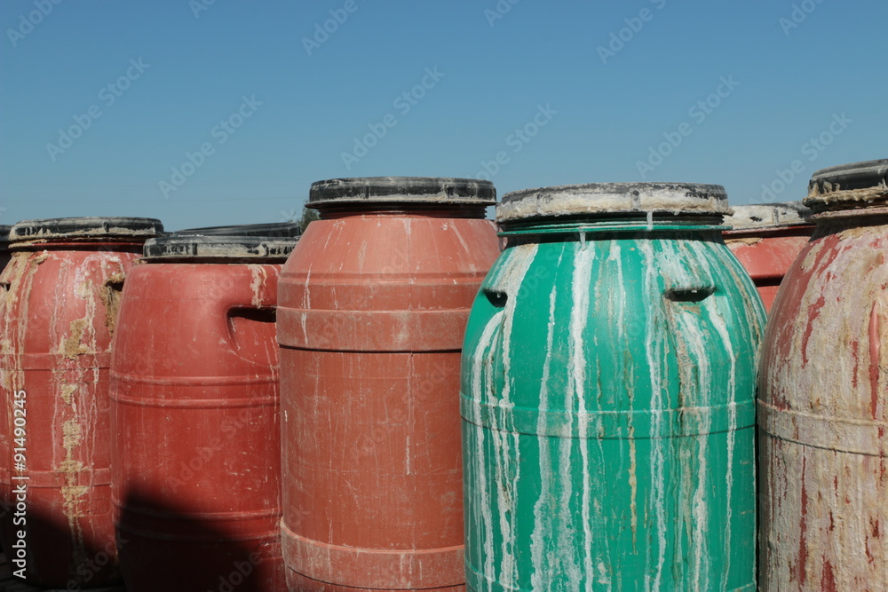 Naklejka premium Old Empty Plastic Drums_5743