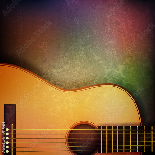 abstract grunge background with acoustic guitar