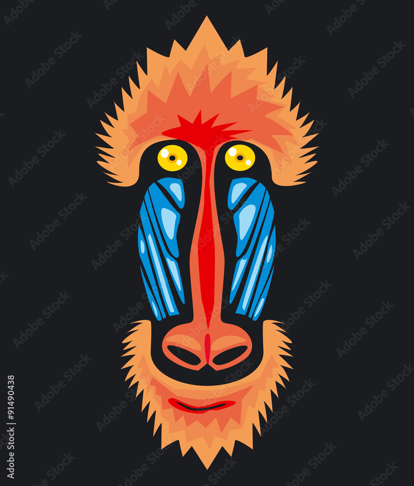 Naklejka premium Mandrill monkey head, vector icon