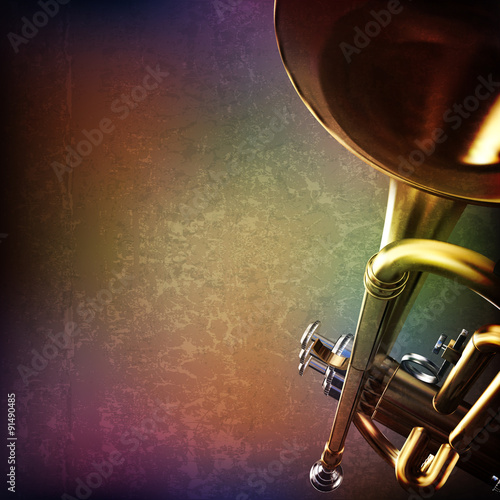 abstract grunge background with trumpet