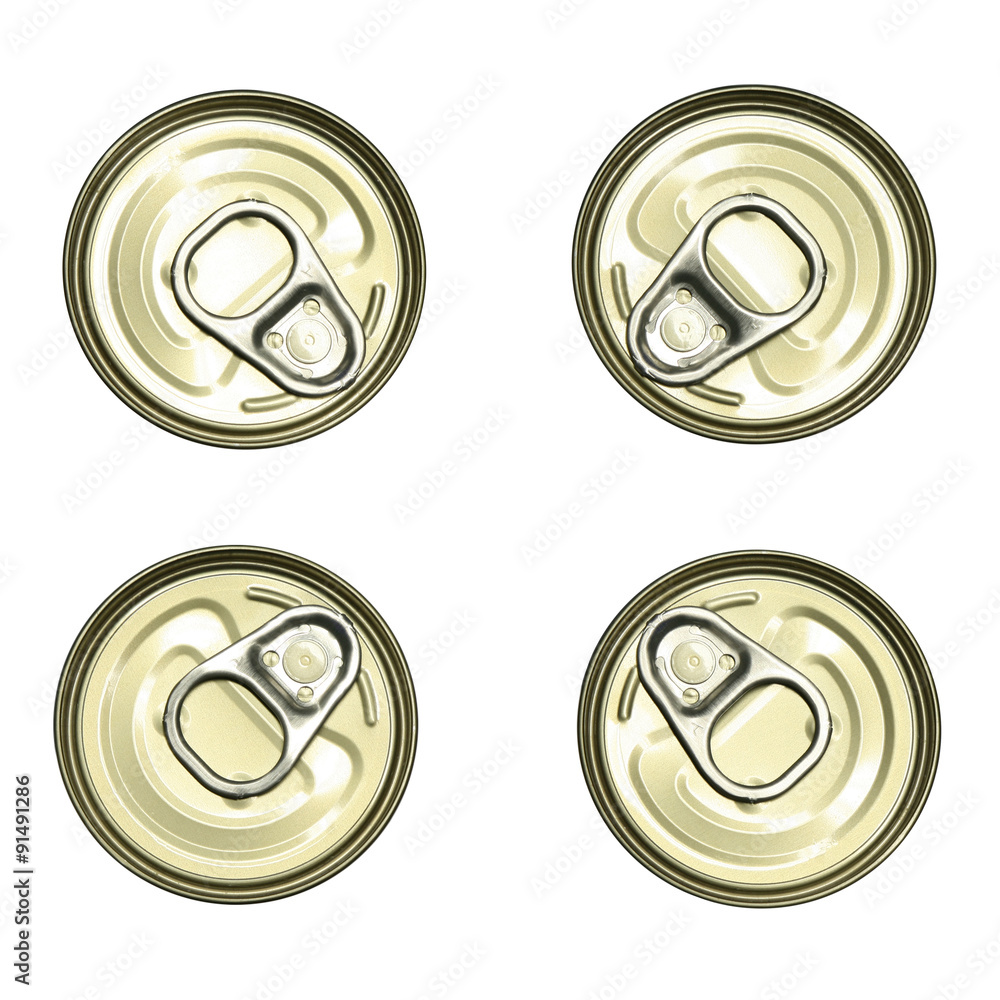 set of tin can top view isolated on white background set of tin can top view isolated on white background