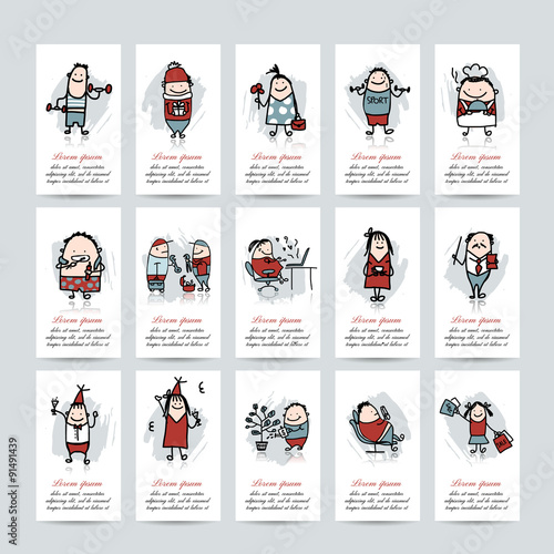 Funny people collection, business cards for your design