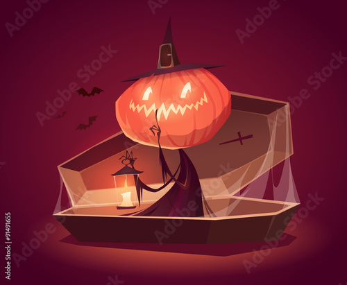 Happy Halloween card, background, poster. Vector illustration.