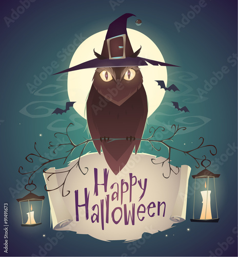 Happy Halloween card, background, poster. Vector illustration.