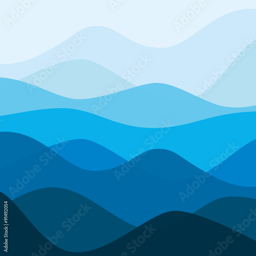 Abstract water nature landscape. Decorative square background. Vector graphic template.