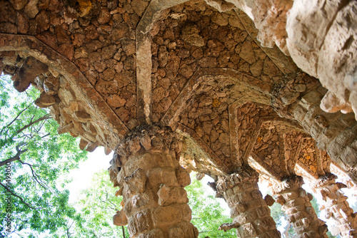Picturesque stone pillar at Parc Guell, Barcelona #91493050