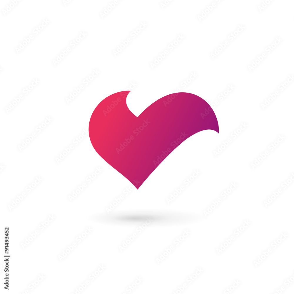 Letter V heart symbol logo icon design template elements Letter V heart symbol logo icon design template elements