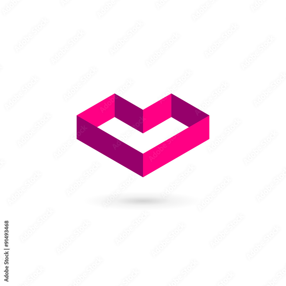 Letter V heart symbol logo icon design template elements Letter V heart symbol logo icon design template elements