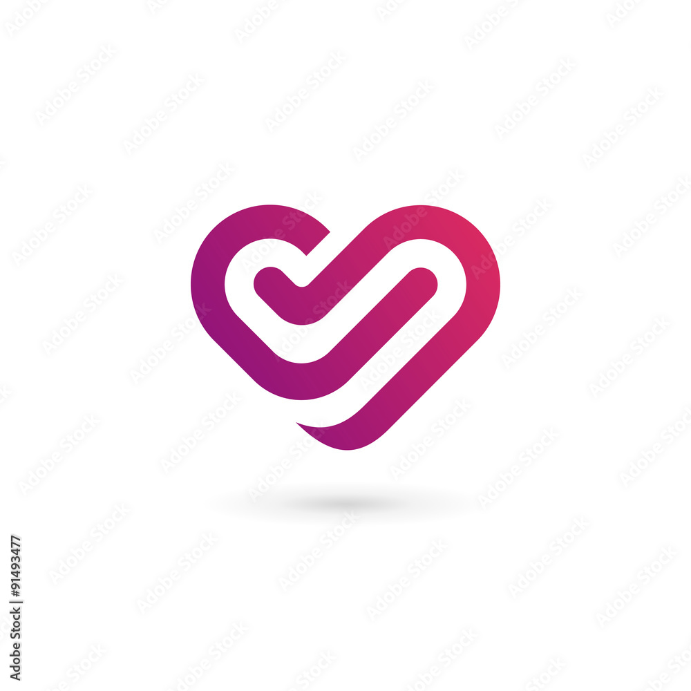 Letter V heart symbol logo icon design template elements Letter V heart symbol logo icon design template elements