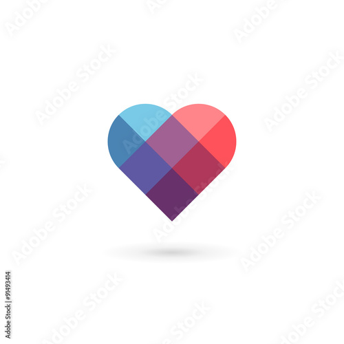 Heart symbol mosaic logo icon design template. May be used in me