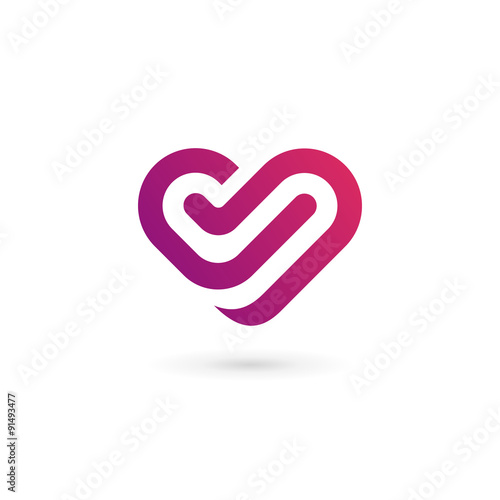 Letter V heart symbol logo icon design template elements