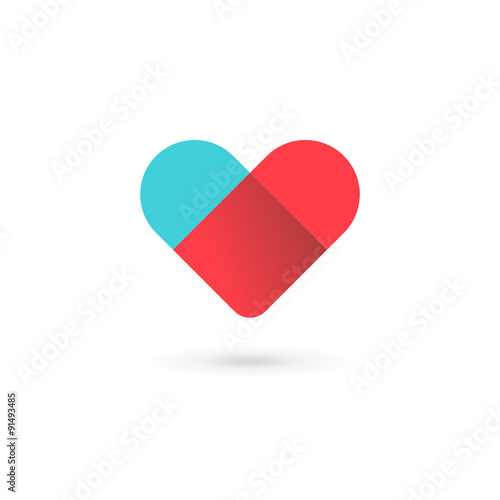 Letter V heart symbol logo icon design template elements