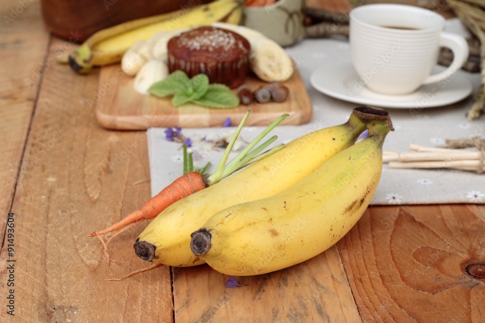 Banana cake of delicious and banana ripe with coffee. Banana cake of delicious and banana ripe with coffee.