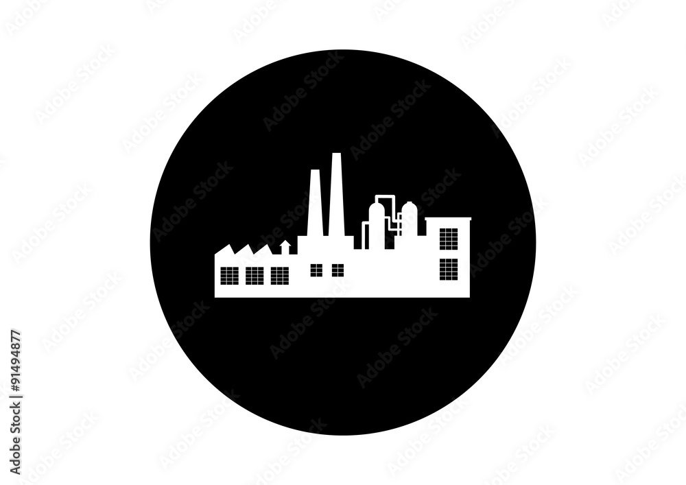 Black and white factory icon on white background Black and white factory icon on white background