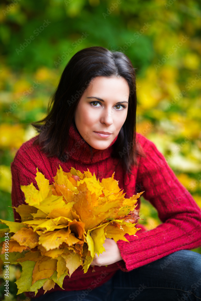Pretty woman in an autumn park Pretty woman in an autumn park