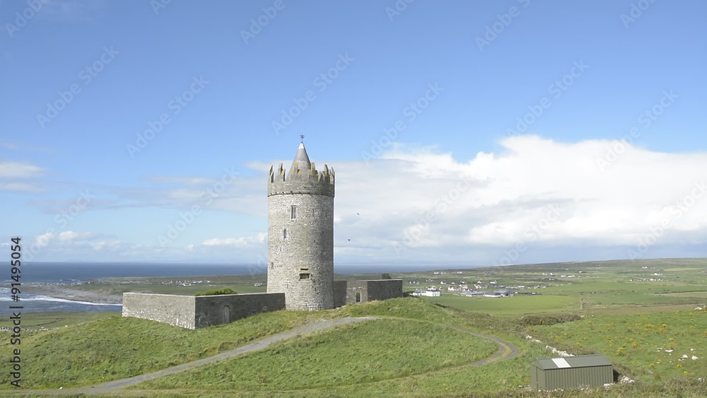famous public attraction in ireland. Doonagore Castle in County Clare on the wild atlantic way route. famous public attraction in ireland. Doonagore Castle in County Clare on the wild atlantic way route.