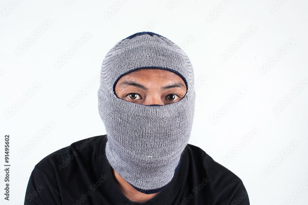 man in mask on white background man in mask on white background