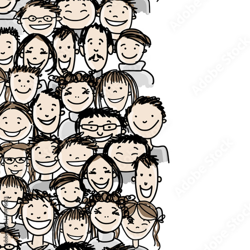 Seamless pattern with people crowd for your design