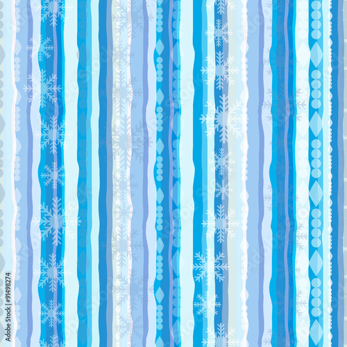 Winter background. Endless textures in blue can be used for print on paper and fabric. Holiday. New Year theme. Vector illustration.