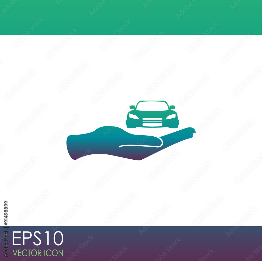 Hand with car vector icon. Hand with car vector icon.