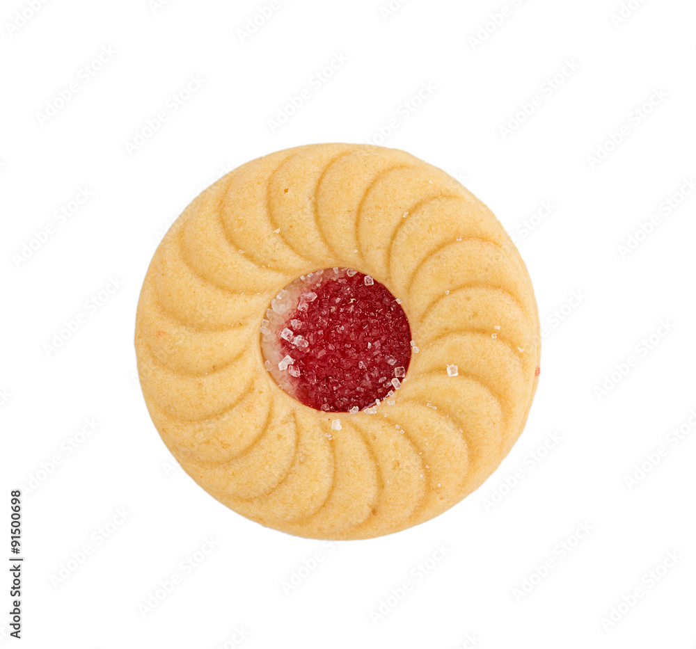 Sandwich biscuits with strawberry on white background Sandwich biscuits with strawberry on white background