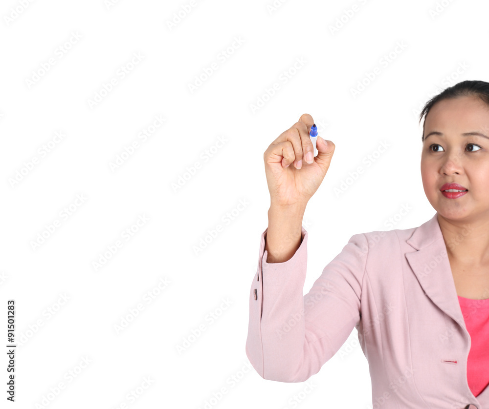 Businesswoman holding the pen in her hand (focus pen) Businesswoman holding the pen in her hand (focus pen)