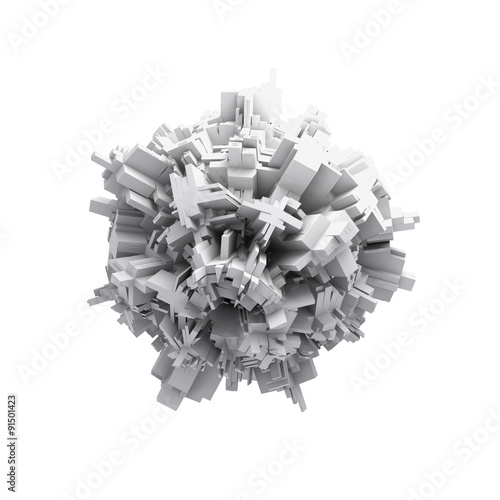 Abstract white digital 3d spheric object isolated