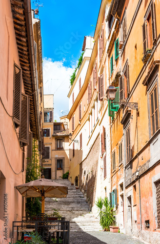Beautiful street view of old town in Rome, ITALY