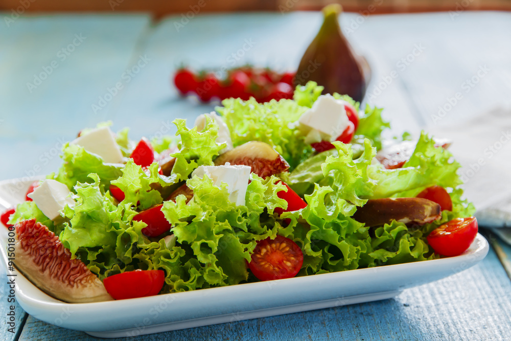 salad with figs tomato and feta cheese salad with figs tomato and feta cheese