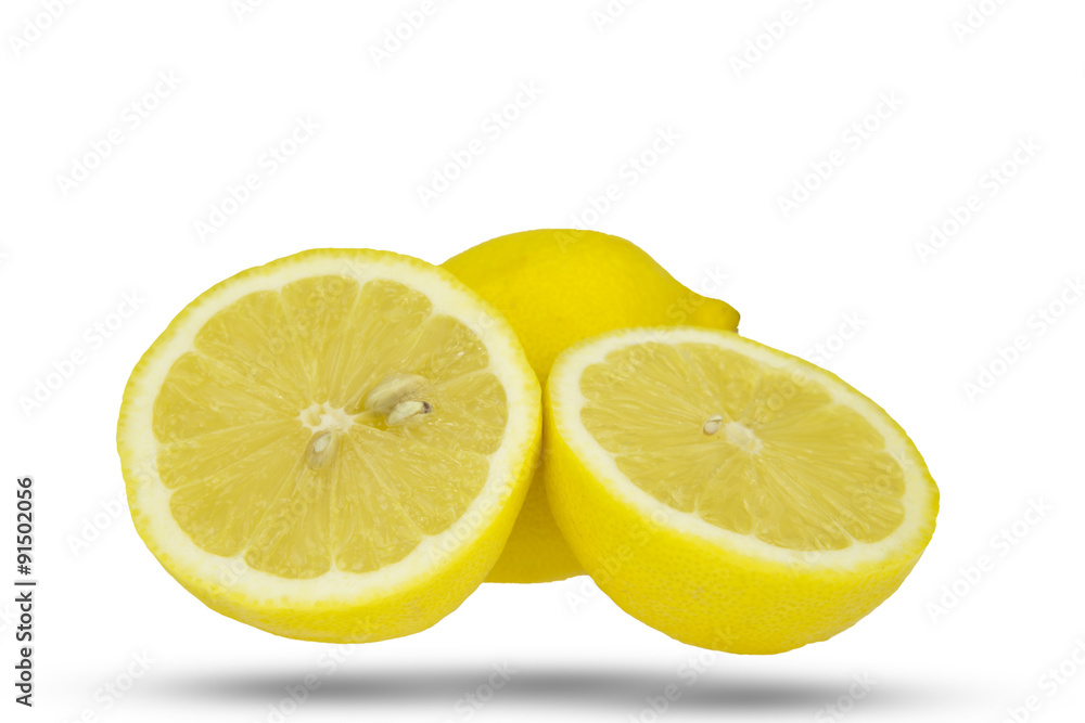 Whole lemon and two half slices.