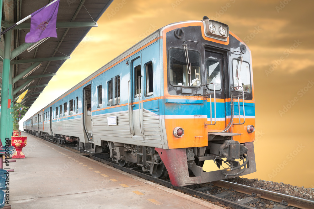 The train in Railway station The train in Railway station