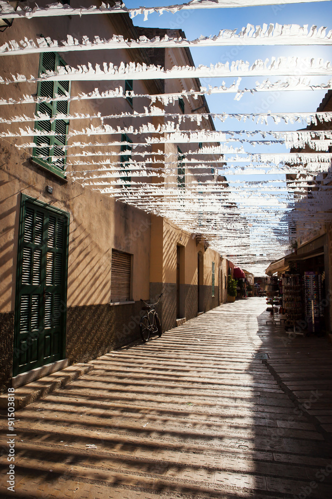Narrow street old traditional houses village Narrow street old traditional houses village
