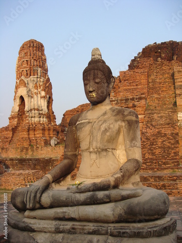 Buddha Statue At Old Temple  Ayutthaya - Thailand