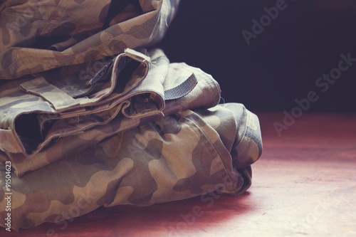 Military clothes close up