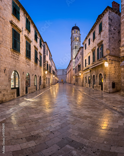 Panorama of Stradun Street in the Morning, Dubrovnik, Dalmatia,Croatia © anshar73