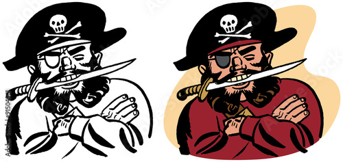 Pirate with a dagger in his mouth