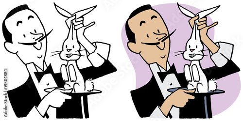 Magician pulling a rabbit out of a hat