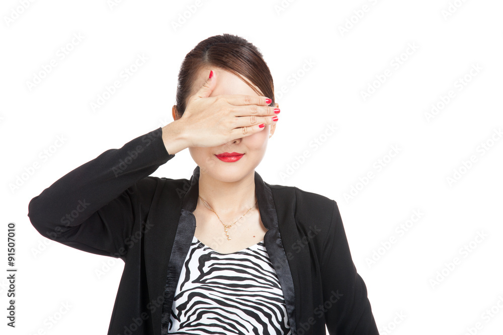 Young Asian business woman close her eyes with hand Young Asian business woman close her eyes with hand