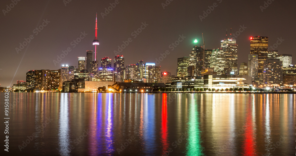 Obraz premium Toronto Skyline w nocy Panoramic View Canada