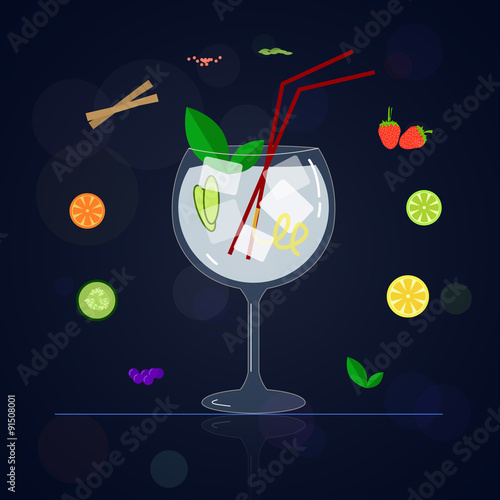 Gin tonic cocktail botanics