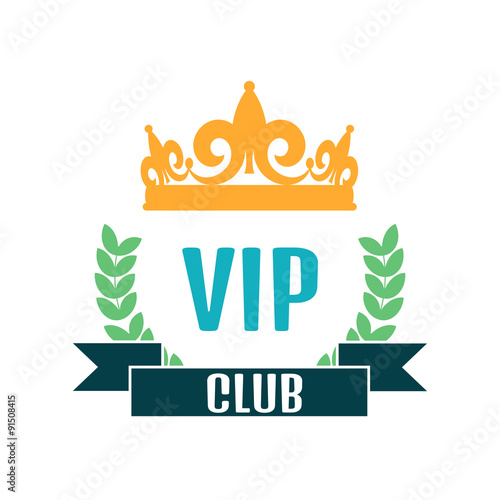 VIP club logo in flat style