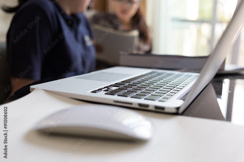 people using laptop working in living room home office people using laptop working in living room home office