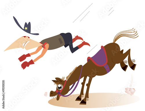 Man or cowboy falls from the horse  