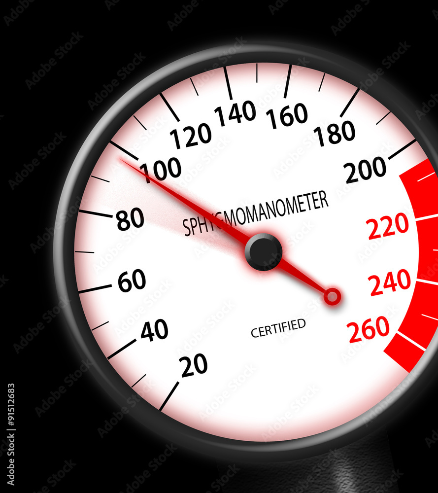 Tachometer-like sphygmomanometer on black background Tachometer-like sphygmomanometer on black background