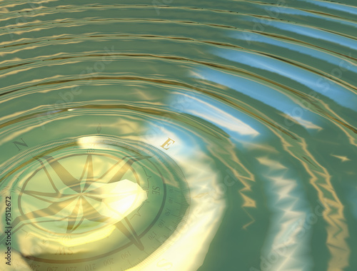 The compass in the water