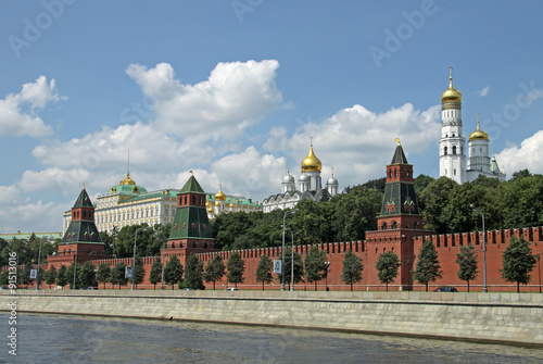 Moscow Kremlin and Kremlin Embankment, view from Moskva (Moscow) river, Moscow, Russia