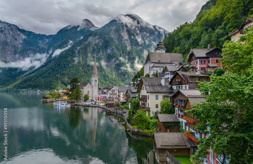Stunning alpine village called Hallstatt, Salzkammergut, Austria, Europe