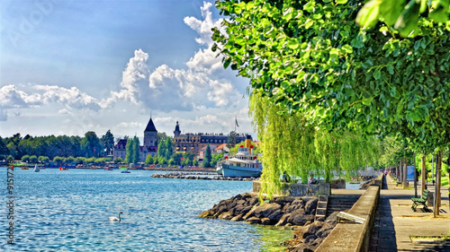 Lausanne castle of Ouchy near Geneva Lake in summer