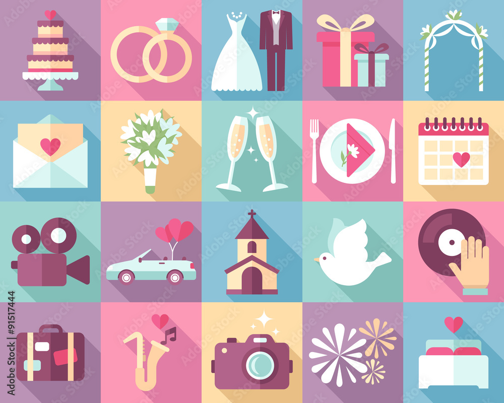 Wedding icons shadows Wedding icons shadows